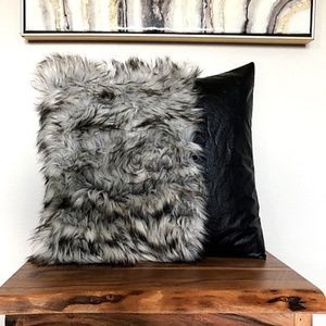 Vegan Leather and Fur Pillow